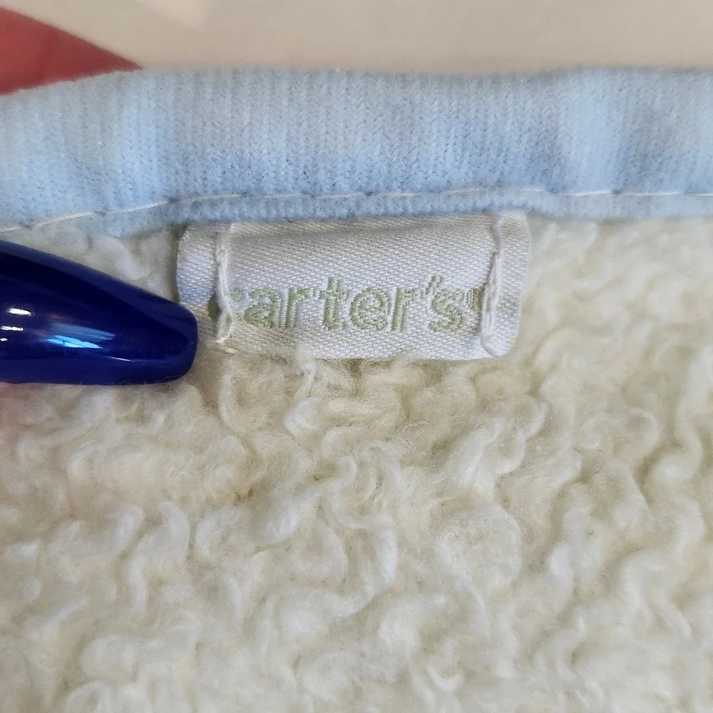Vintage Carter's Baby Blanket Frog Pond Duck Bird Blue‎ Green Plush Blanket